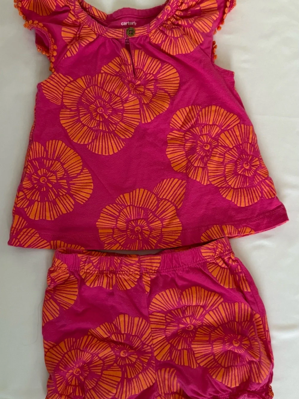 Carter's Pink and Orange Floral Short Sleeve Top & Shorts Set